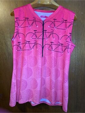 TERRY Pink Sleeveless Cycling Bike-Print Tank Top